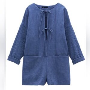 Zara Tie-Front Textured Romper